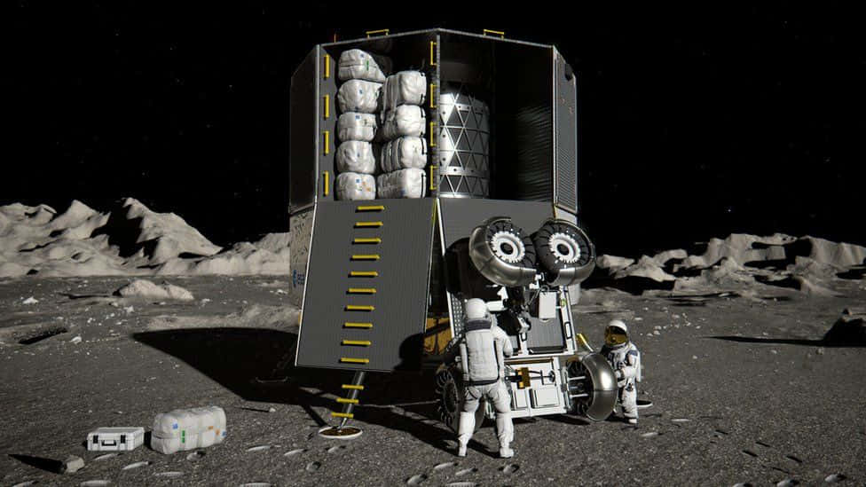 Astronaut maneuvering the Lunar Rover on the moon Wallpaper