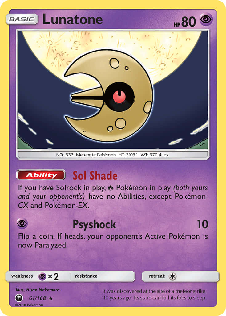 Lunatone Sol Shade Pokemon Trading Card Wallpaper