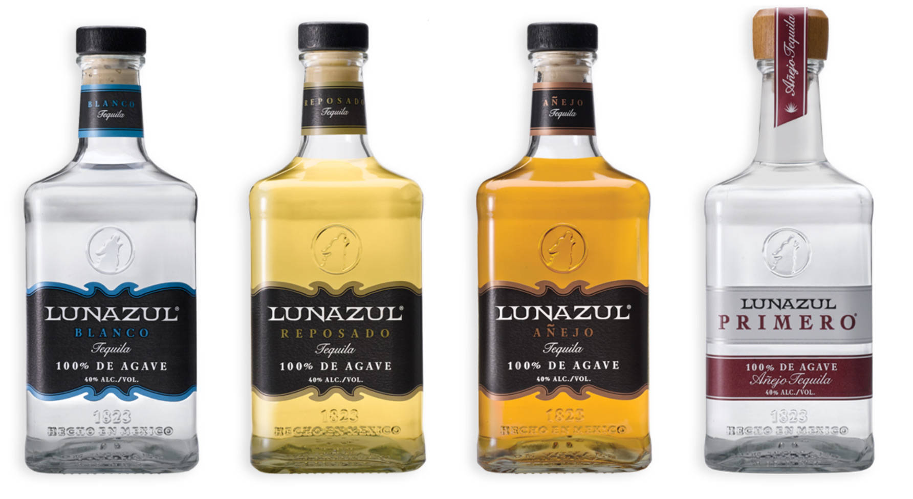 A brilliant showcase of Lunazul Tequila bottles Wallpaper