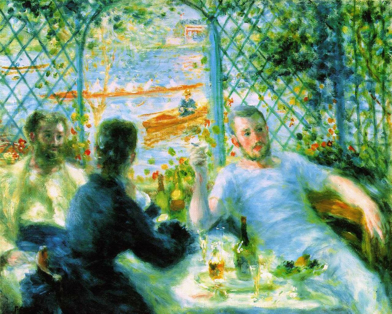 Lunch At The Restaurant By Renoir Wallpaper