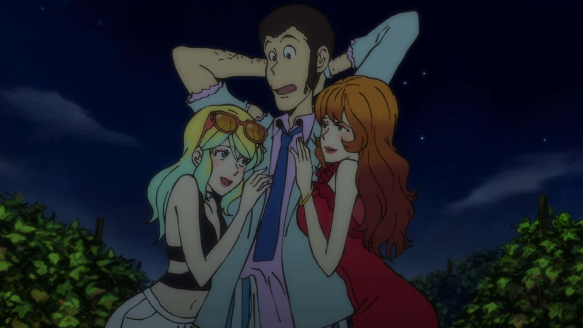 Lupin Iii Met Fujiko En Rebecca Achtergrond