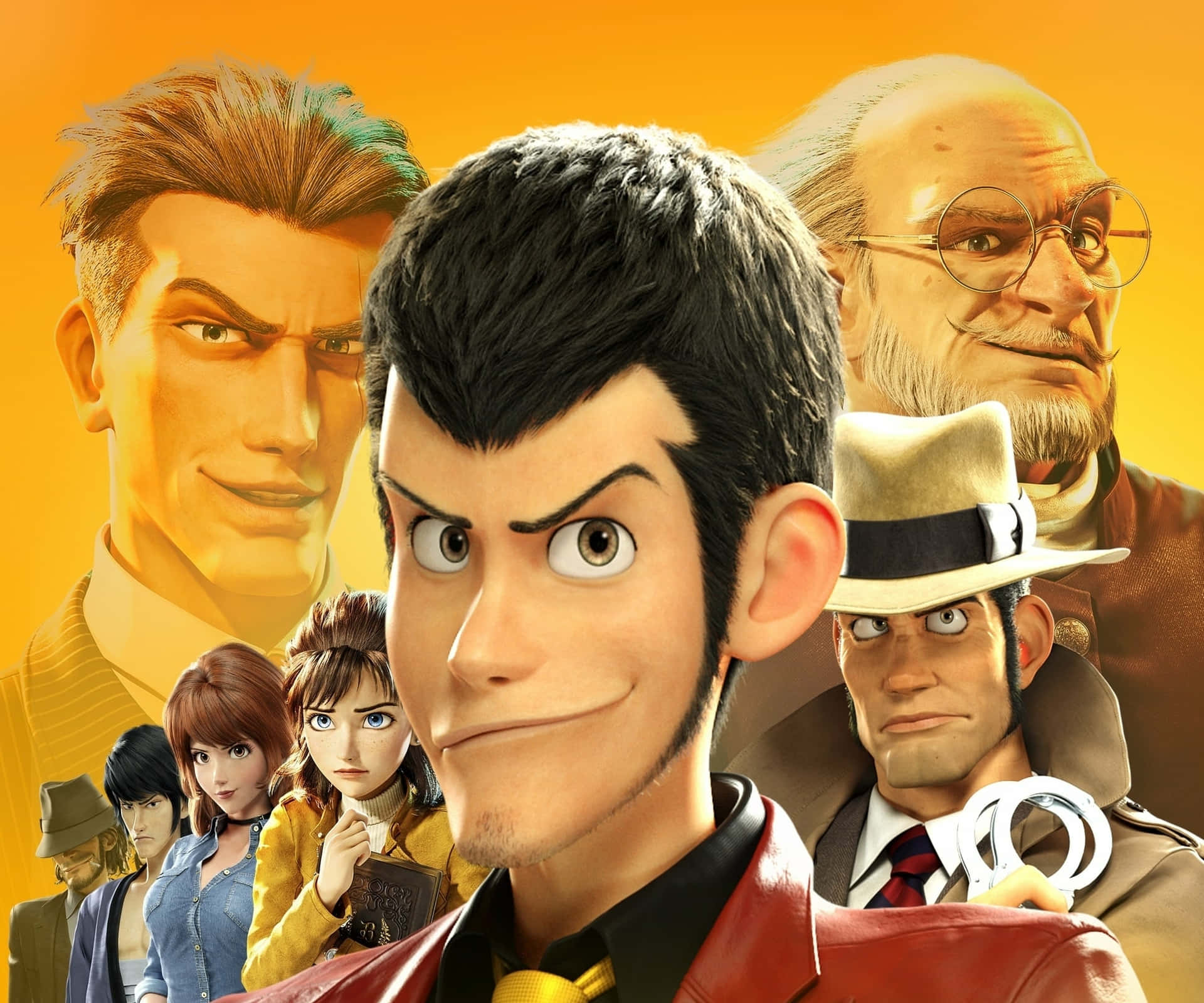 Caption: Lupin III and his gang in action Wallpaper