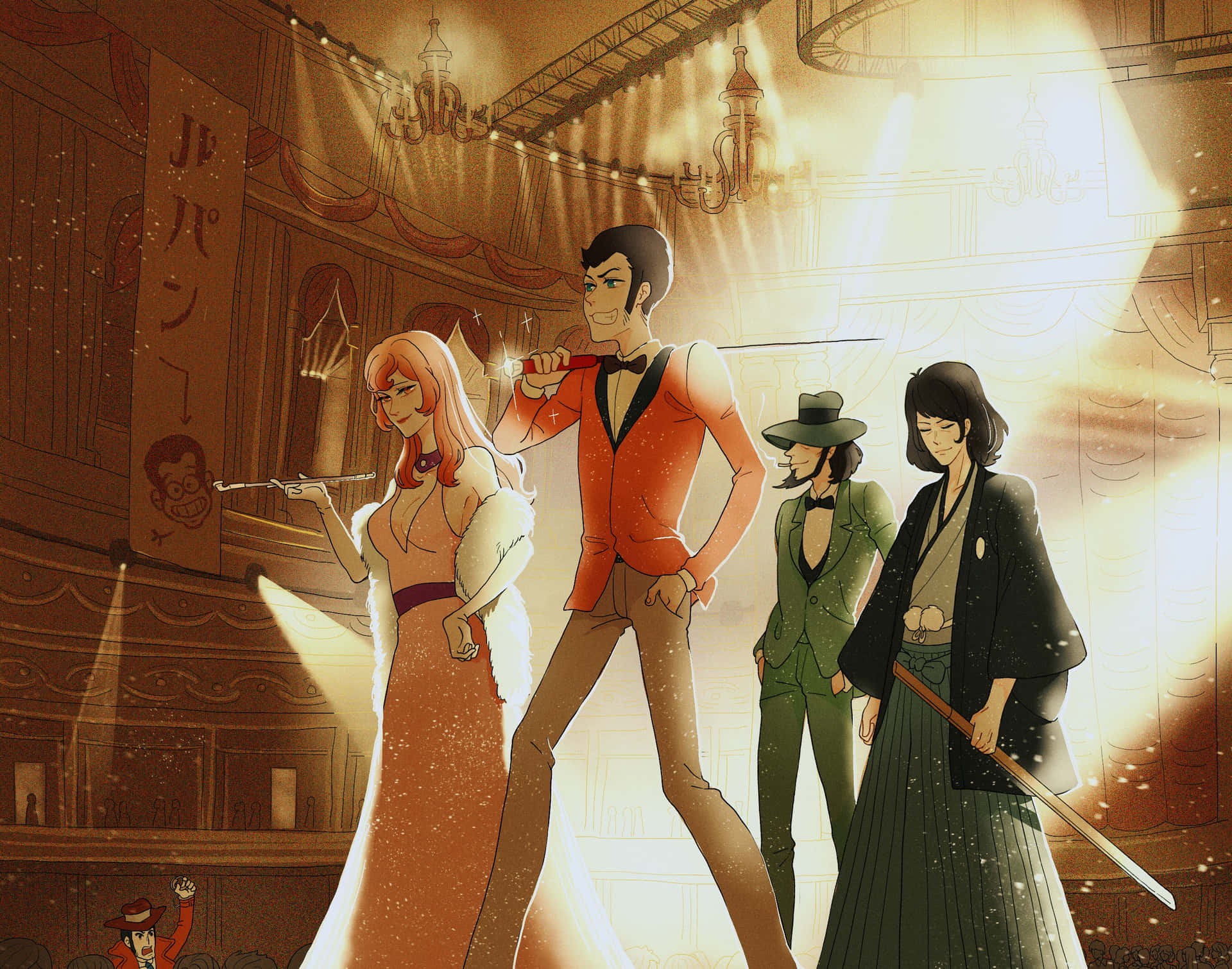 Daisukejigen Posando En Lupin Iii. Fondo de pantalla