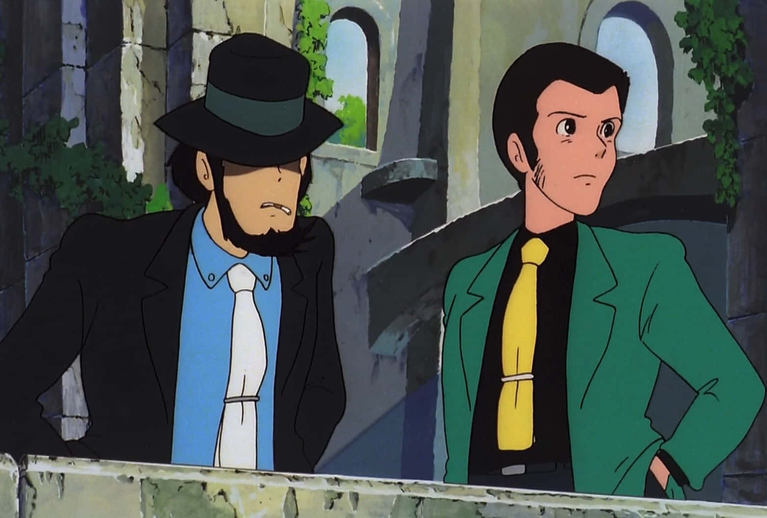 Lupin III with his gang in front of the Castle of Cagliostro Wallpaper