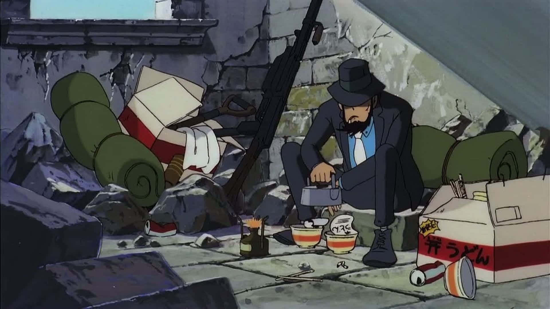 Lupin III and Jigen in action at The Castle of Cagliostro Wallpaper