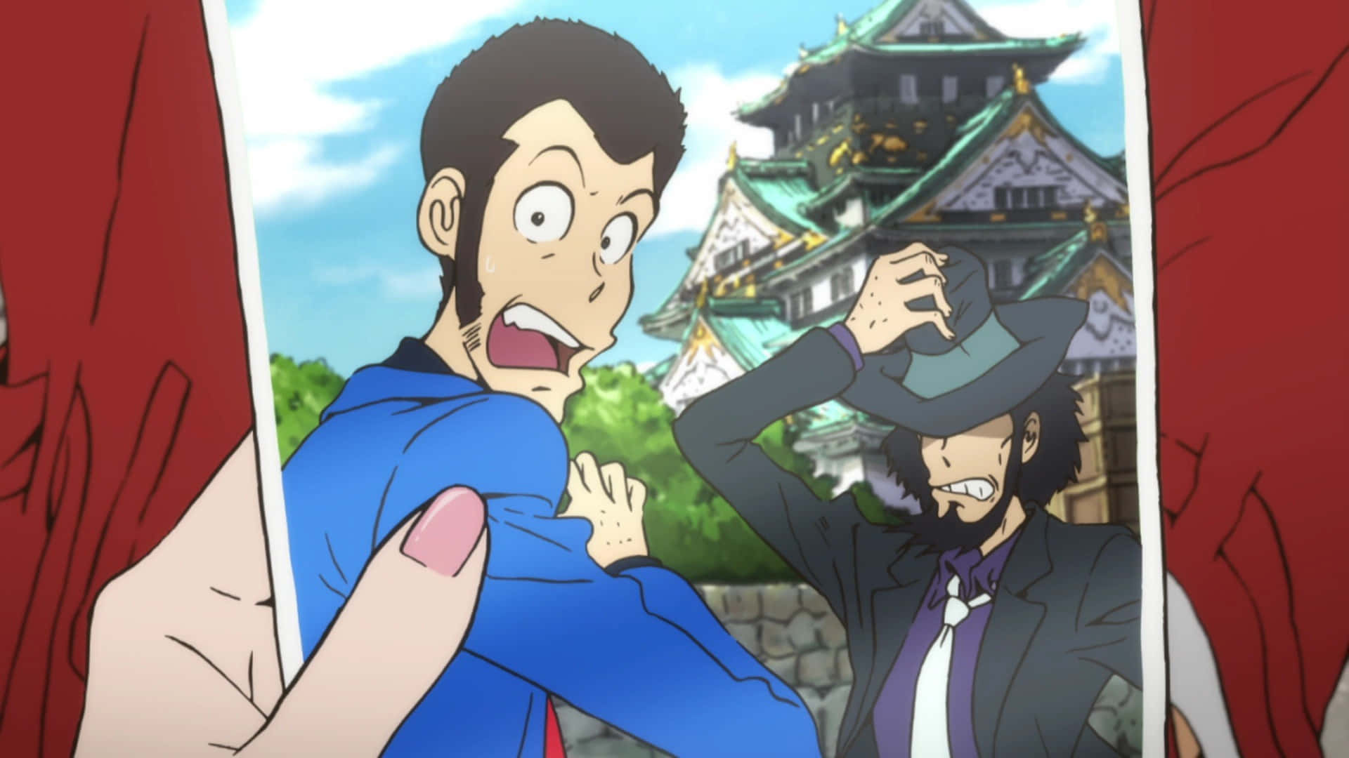 Lupin En Jigen Geschokte Uitdrukking Achtergrond