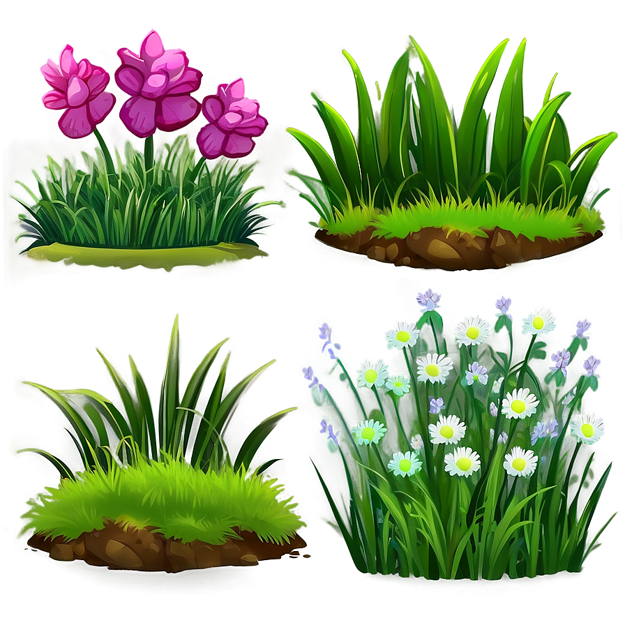 Lush Cartoon Grass Png 06122024 PNG