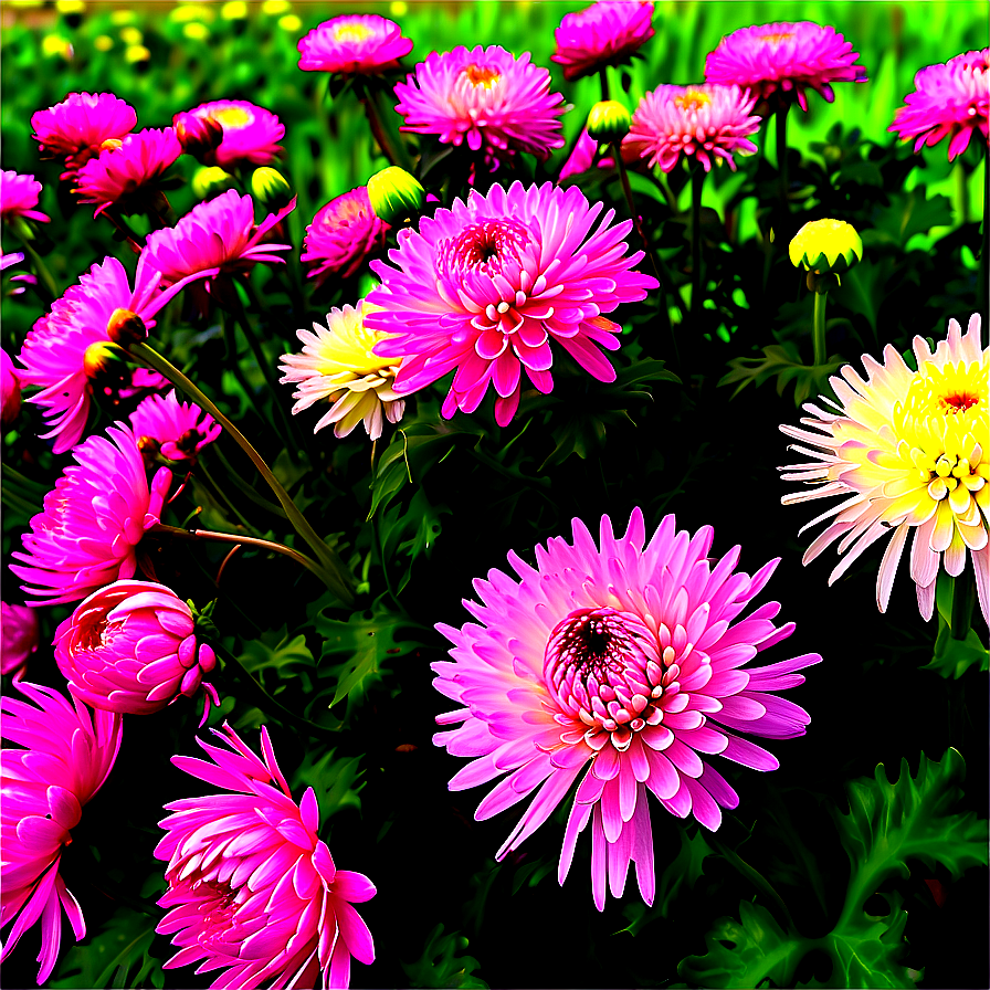 Lush Chrysanthemum Field Png 06112024 PNG