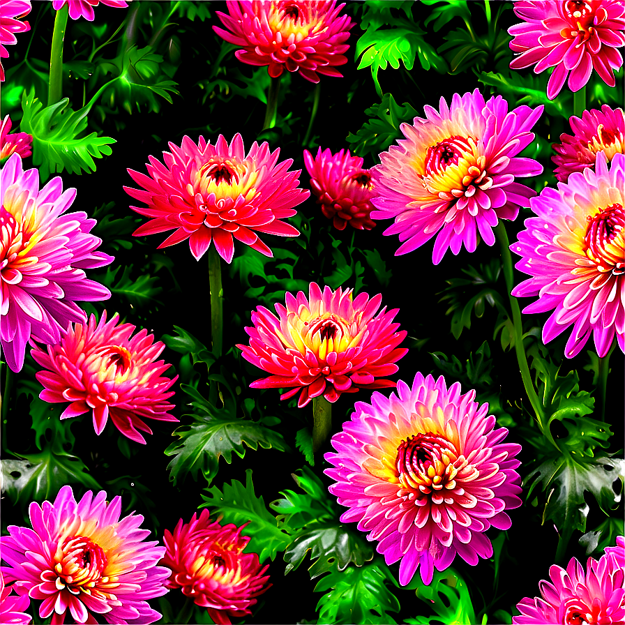Lush Chrysanthemum Field Png 06112024 PNG