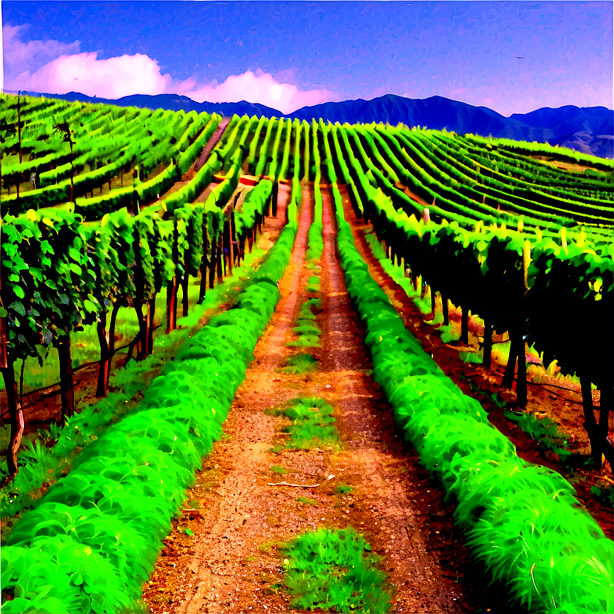 Lush Vineyard Pathway Png 06202024 PNG