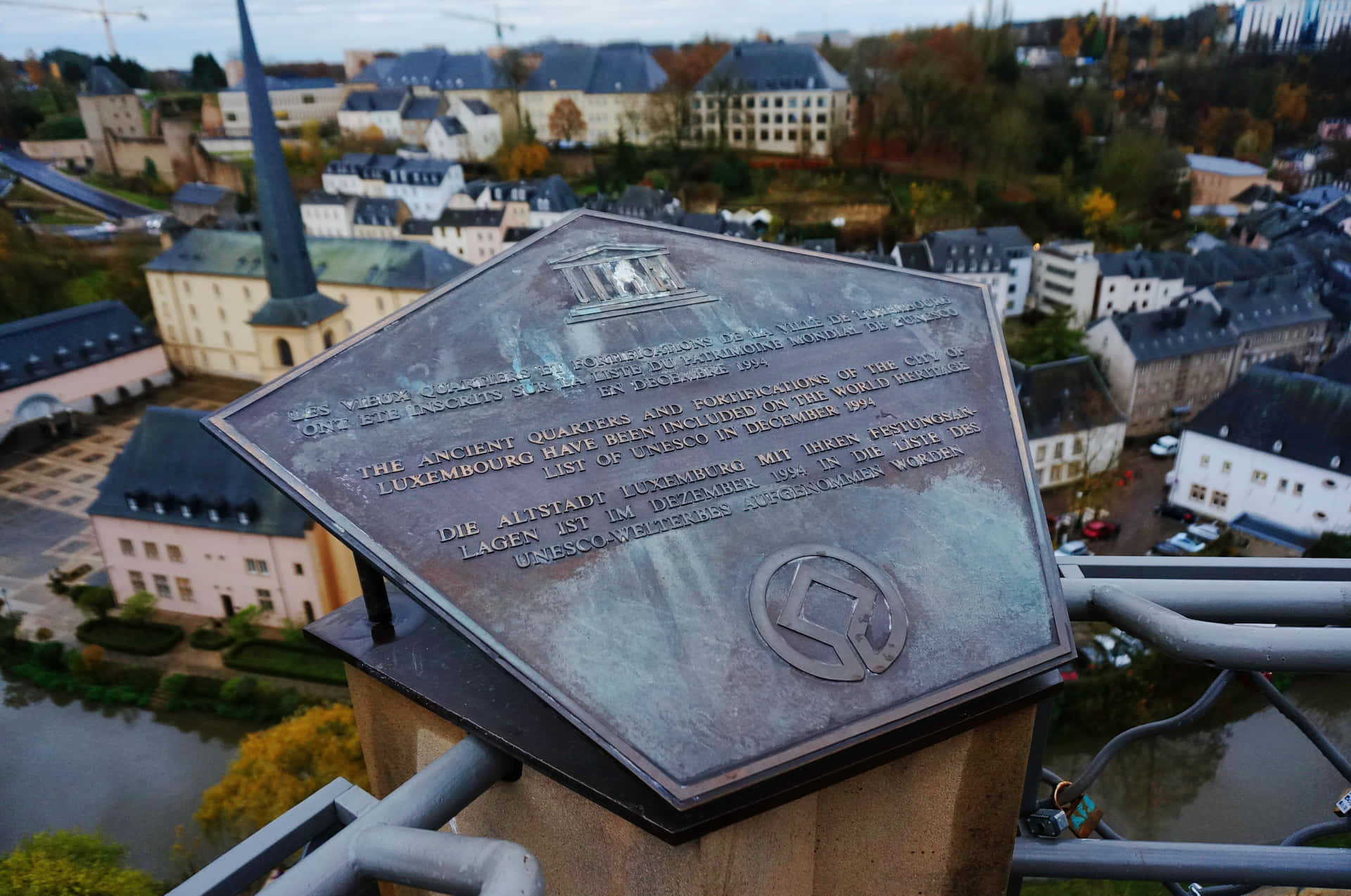 Luxembourg City U N E S C O Plaque Overlook Wallpaper