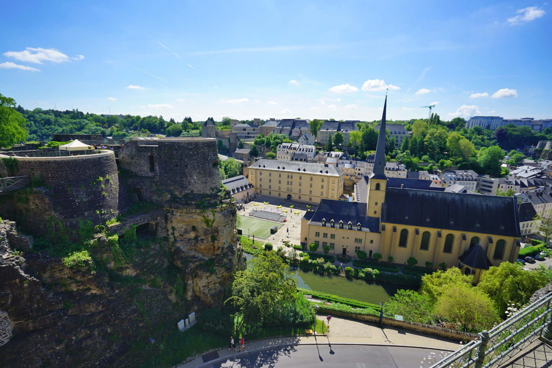 Luxembourg Cityscapewith Historic Fortifications Wallpaper