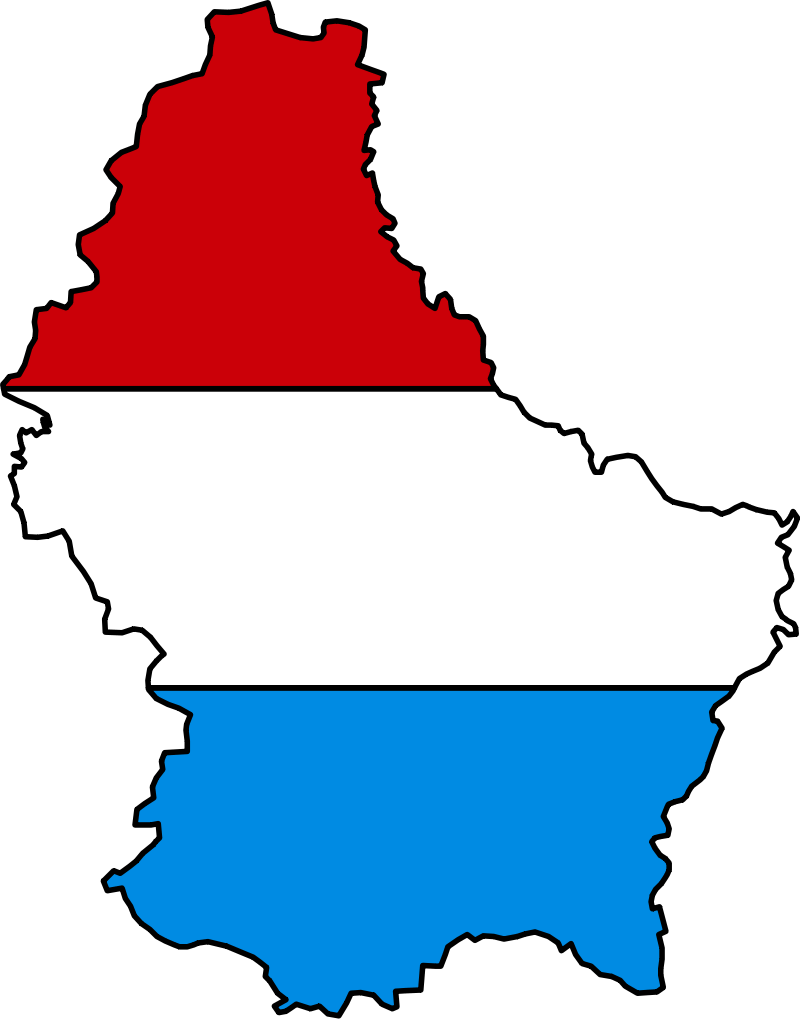 Luxembourg Map Outline Flag Colors PNG