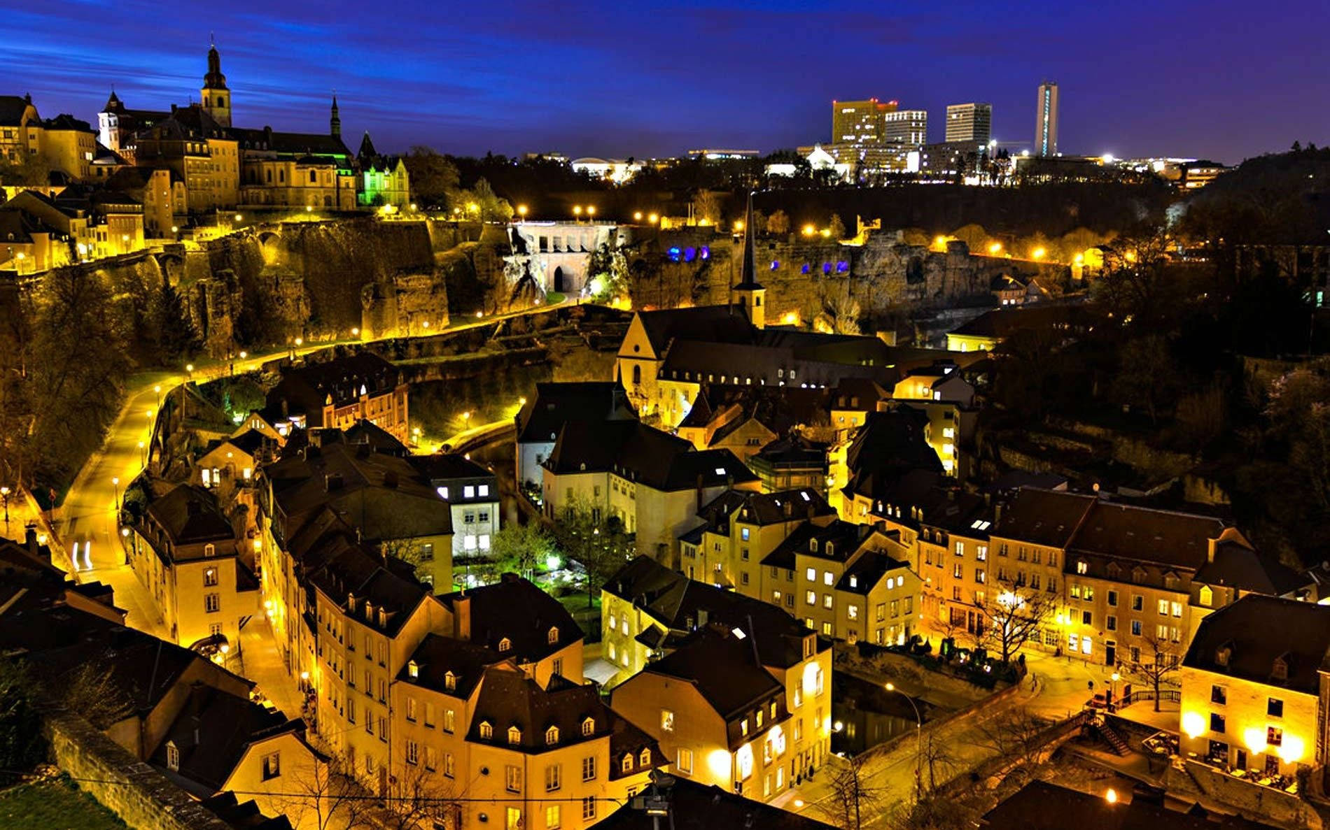 Luxembourg Town At Night Wallpaper