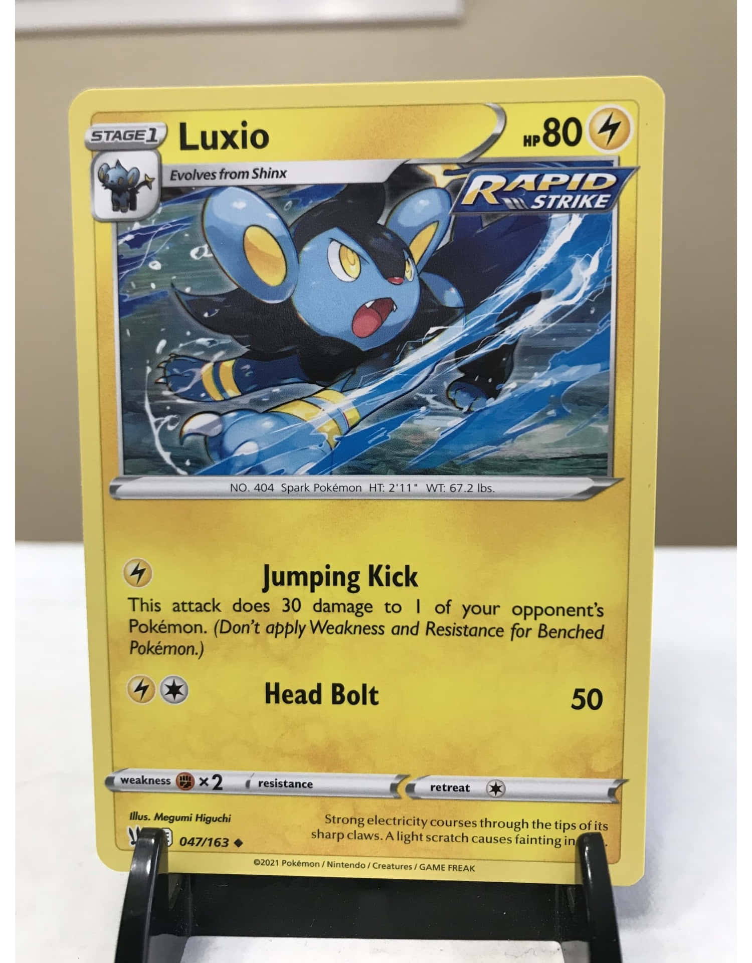 Luxio Trading Card On A Stand Wallpaper