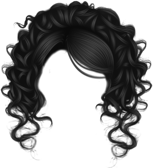 Luxurious Black Curly Hair Texture PNG