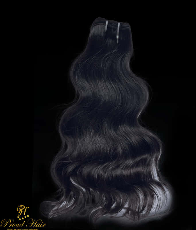Luxurious Black Waves Hair Extension PNG