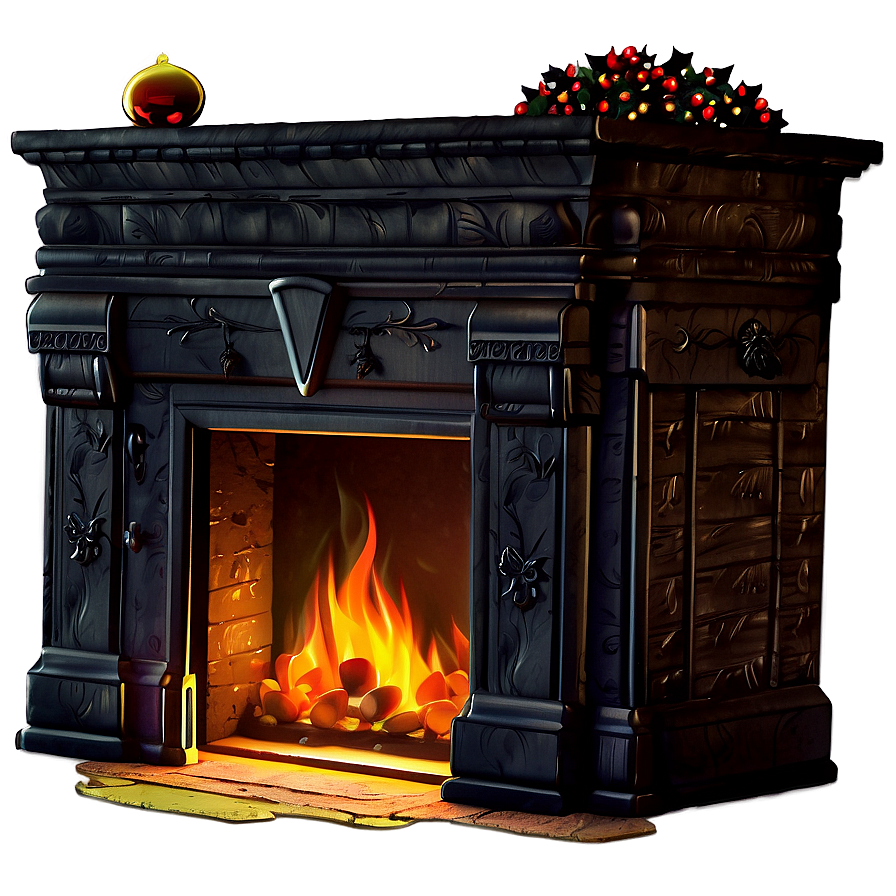 Luxurious Christmas Fireplace Decor Png 06262024 PNG