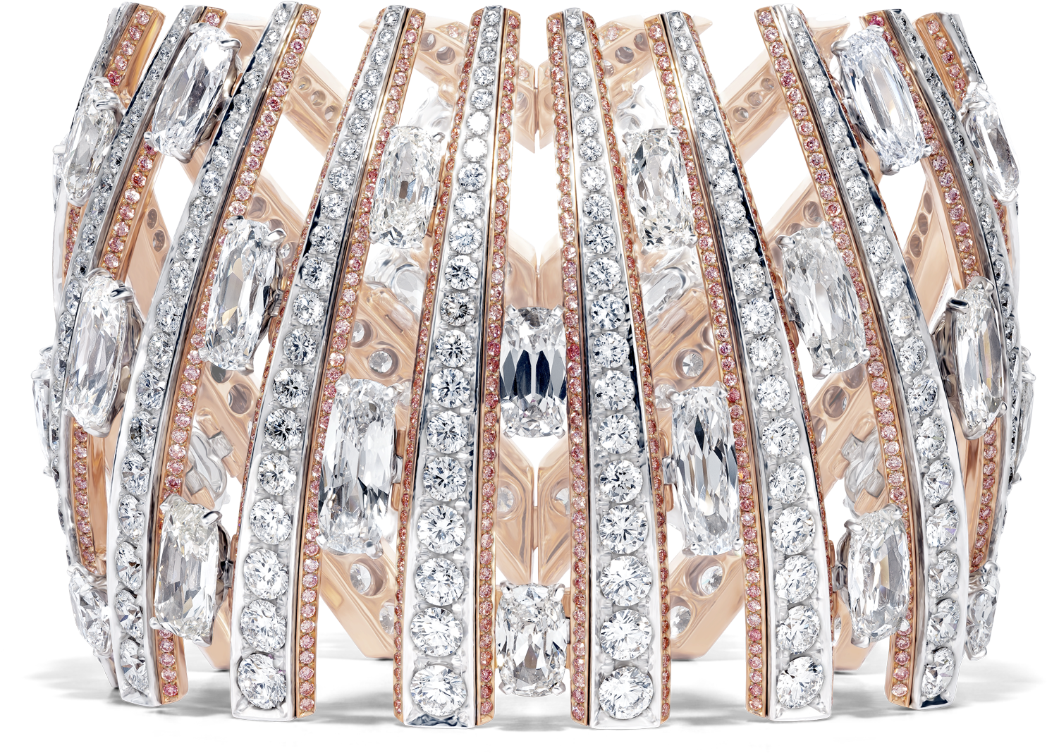 Luxurious Diamond Rose Gold Bangle PNG