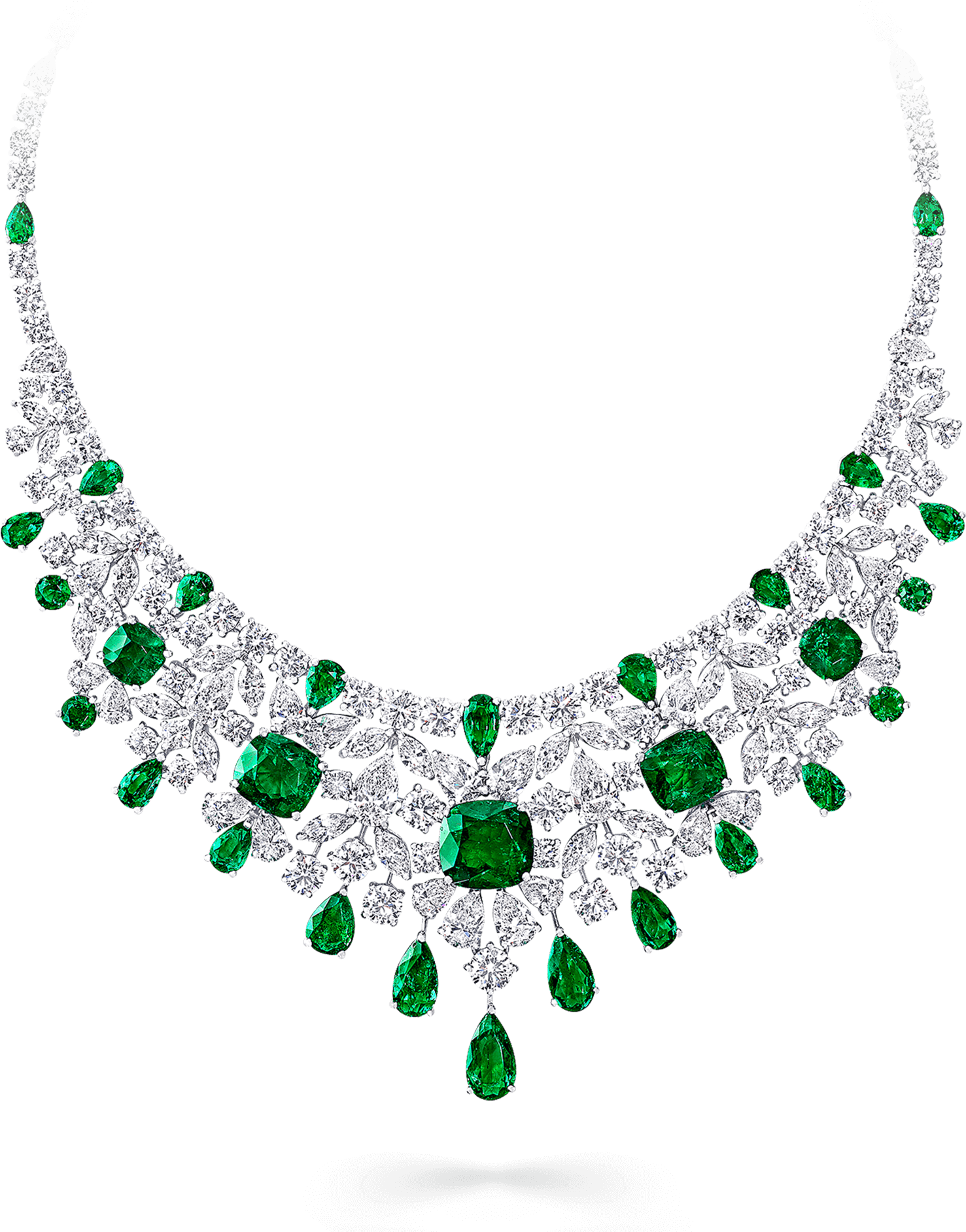 Luxurious Emerald Diamond Necklace PNG