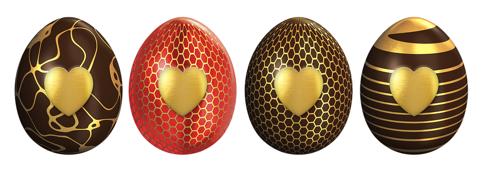 Luxurious Golden Easter Eggs PNG