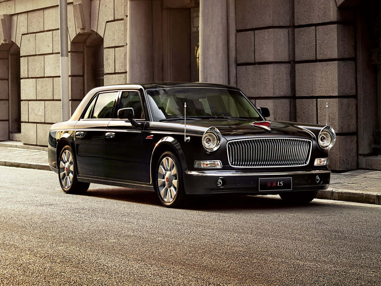 Download Luxurious Hongqi L5 In Action On A Scenic Highway. Wallpaper