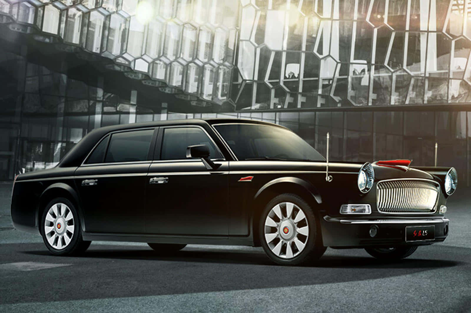 Luxurious Hongqi L5 Sedan Against Stunning Backdrop Wallpaper