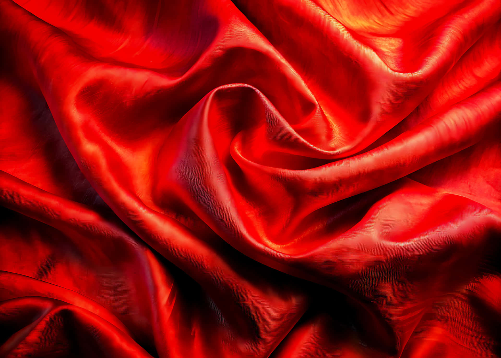 Luxurious Red Satin Fabric With A Smooth, Shiny Wave Texture Creates An Elegant Silk Backdrop Wallpaper