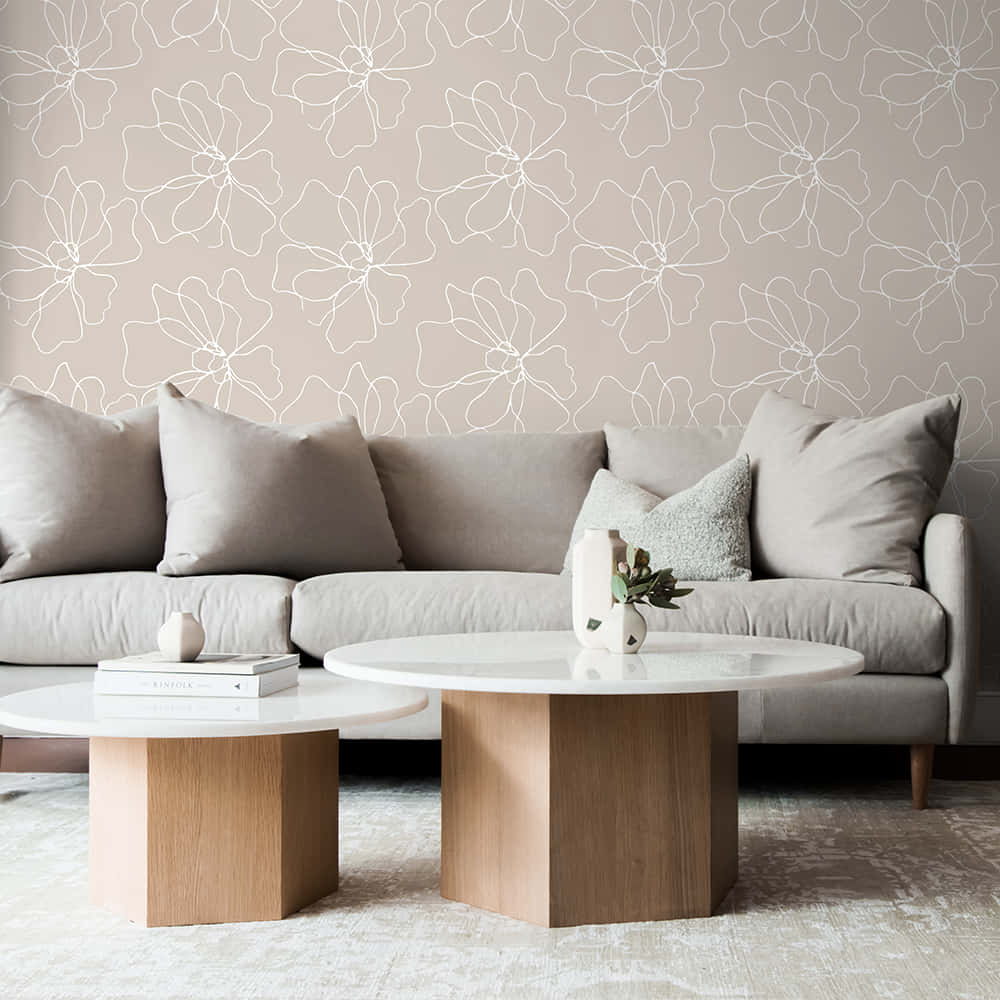 Luxurious Sofa Against A Wall With A Subtle Design Wallpaper