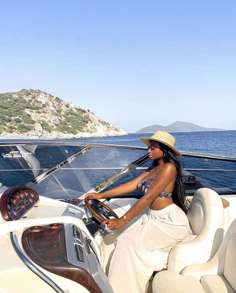 Luxurious Yacht Experience Black Girl Aesthetic Wallpaper