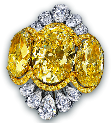 Luxurious Yellow Diamond Ring PNG