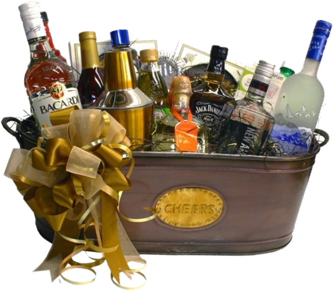 Luxury Alcohol Gift Basket PNG