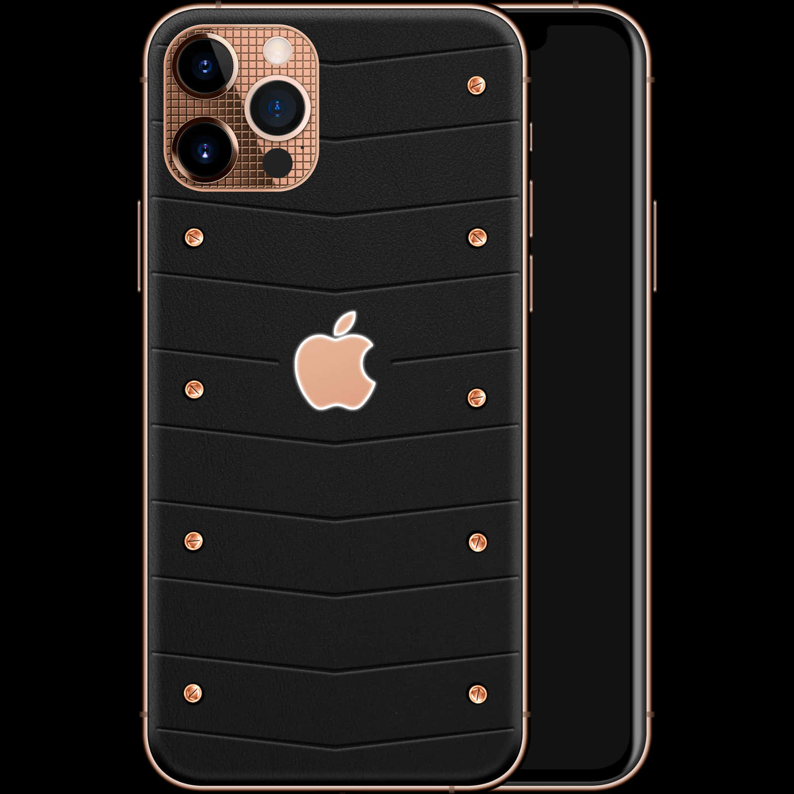 Luxury Black Goldi Phone12 Design PNG