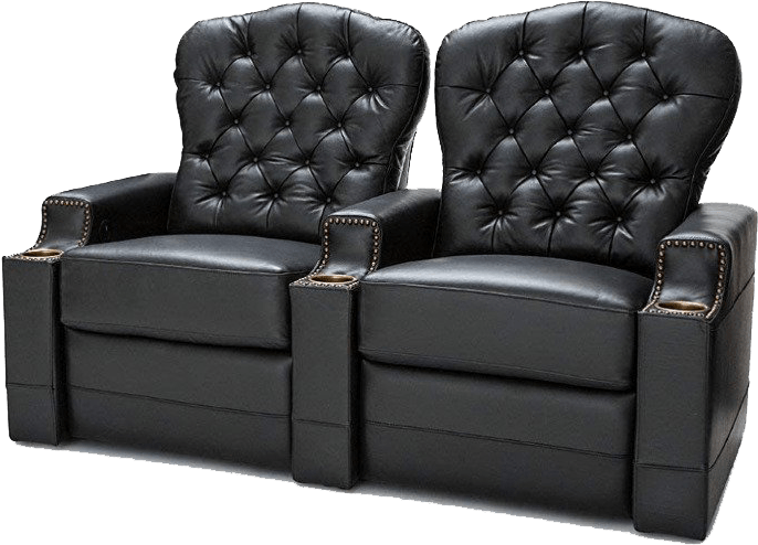 Luxury Black Leather Home Theater Seating PNG