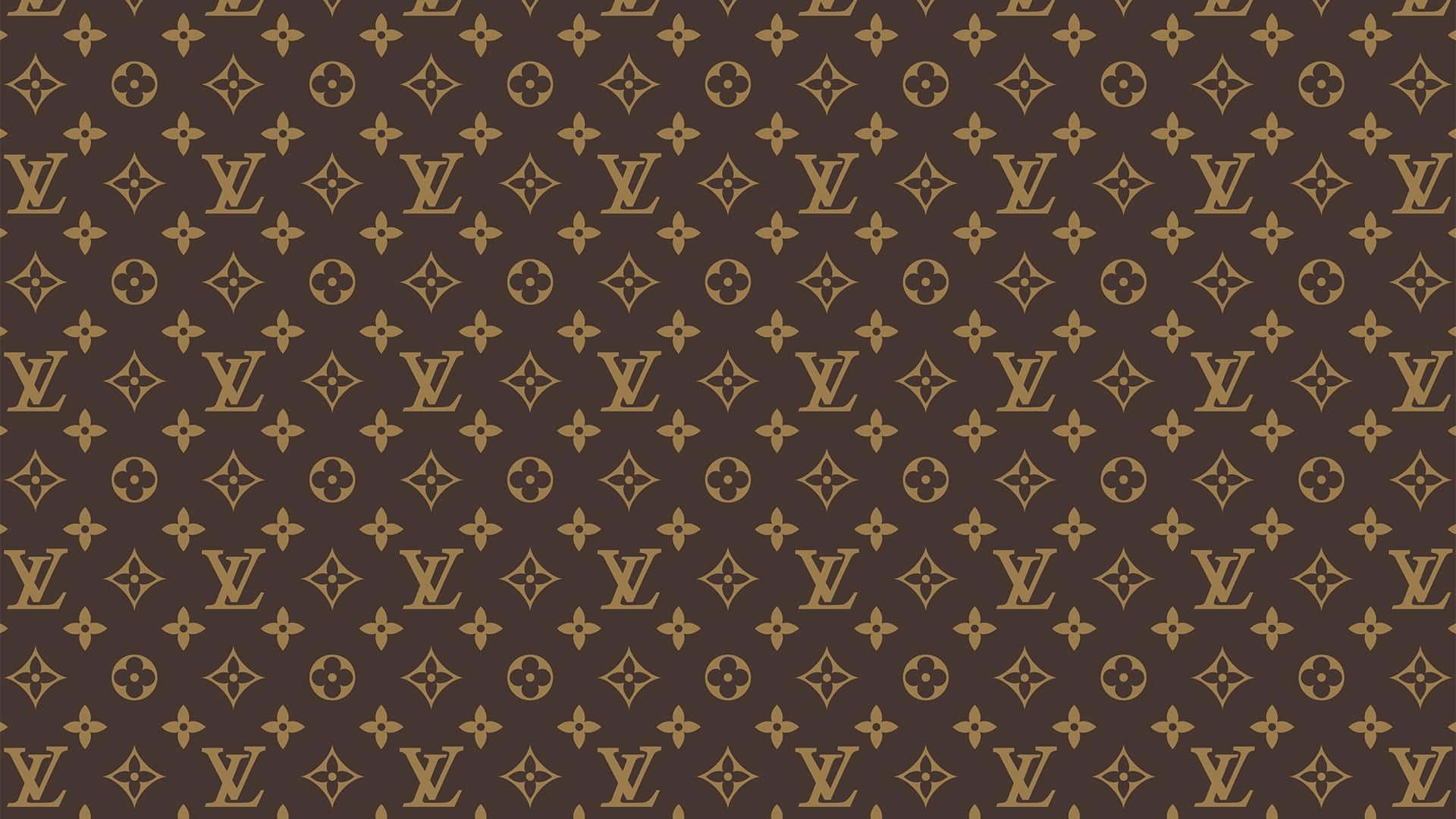 Louisvuitton-monogrammönster I Brunt Och Guld Wallpaper