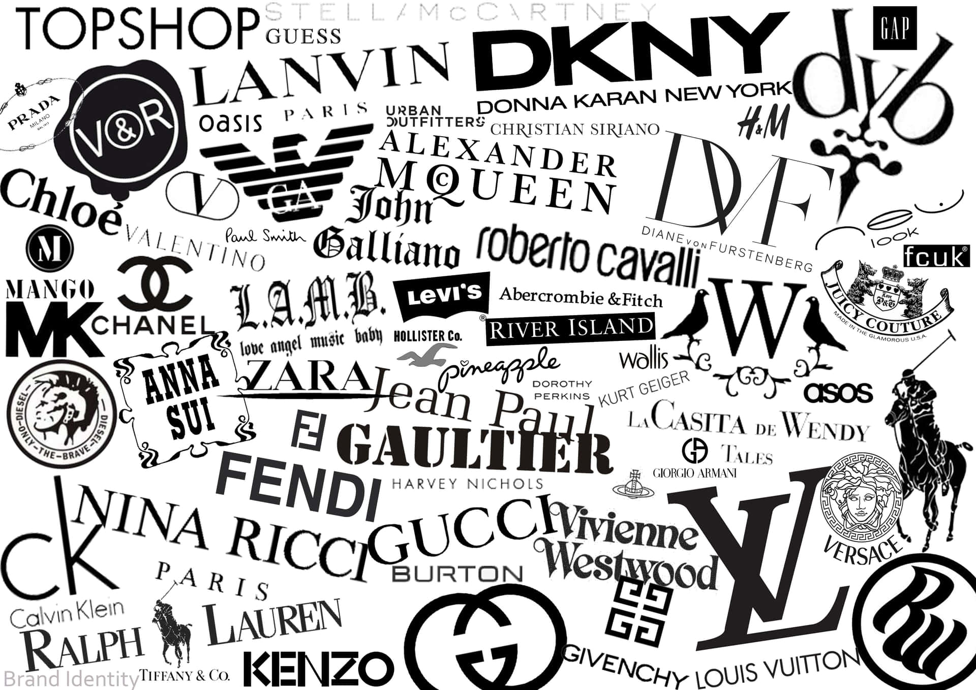 A Black And White Image Of Many Different Brands Wallpaper