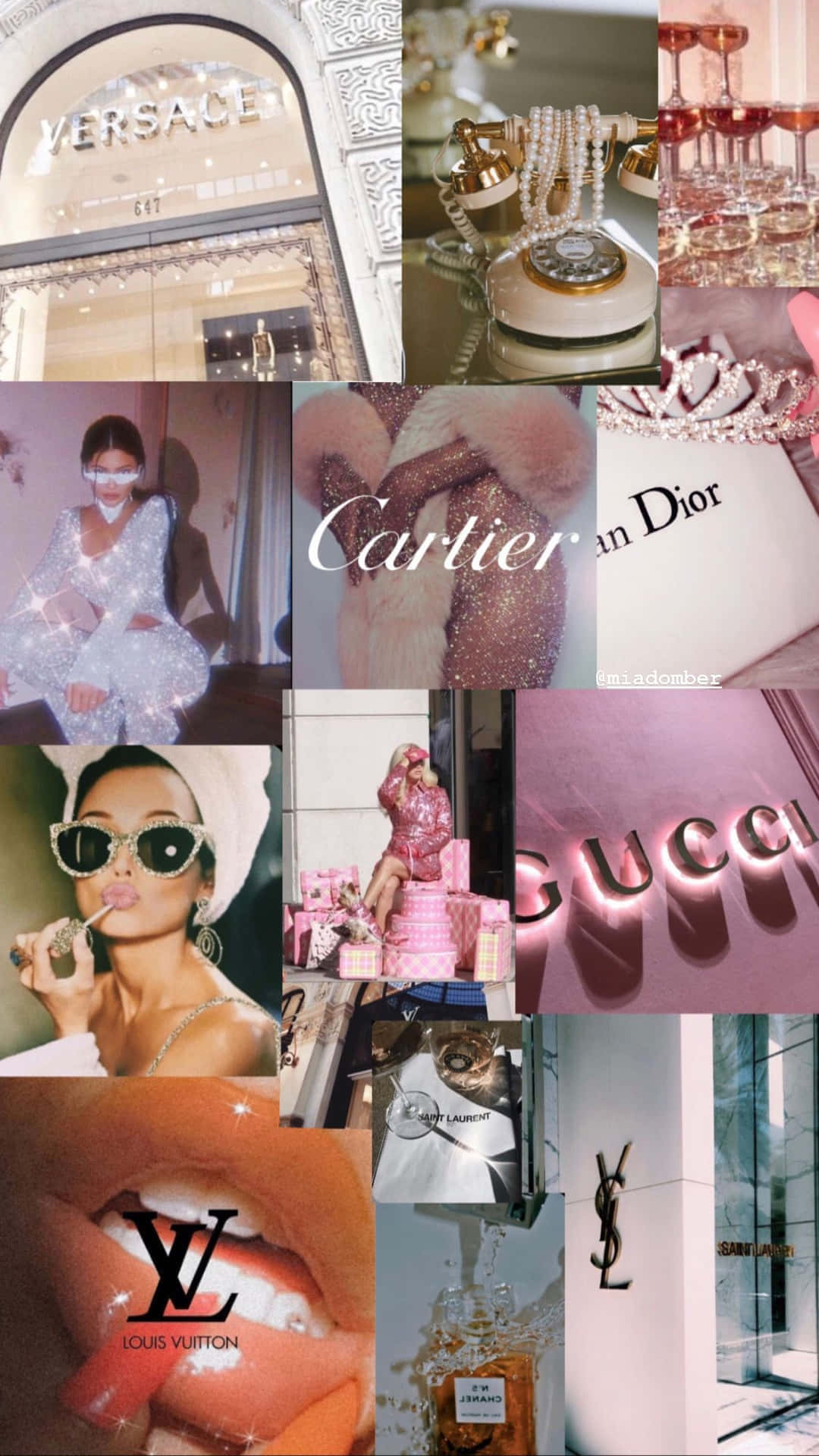 Luxury Brands Collage Dior Aesthetic Wallpaper