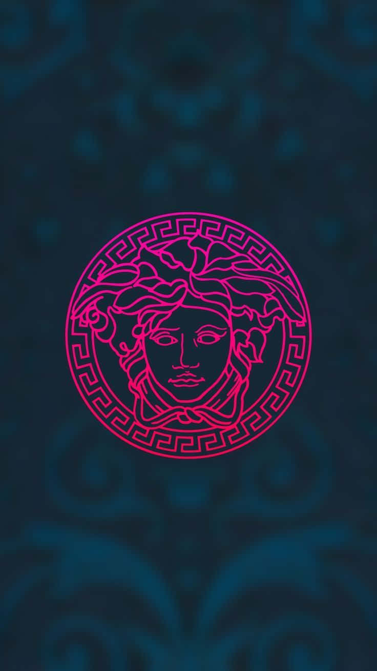 A Pink Logo With A Blue Background Wallpaper