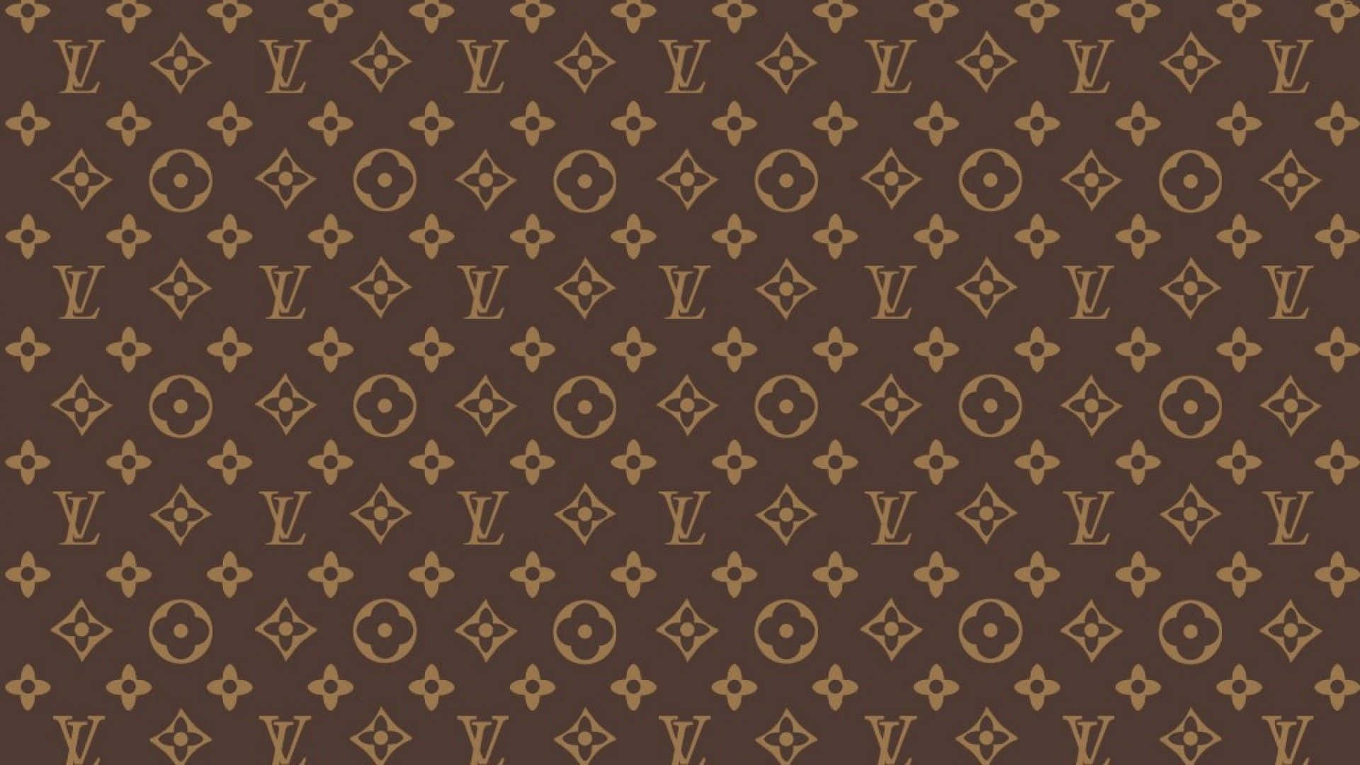Louis Vuitton Monogram Pattern In Brown And Gold Wallpaper