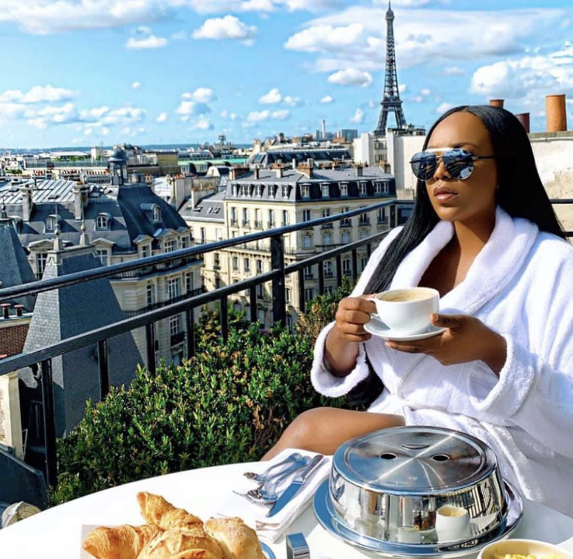 Luxury Breakfast With Eiffel Tower View Wallpaper