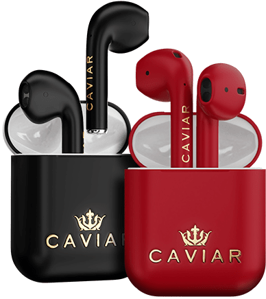 Luxury Caviar Airpods Blackand Red PNG