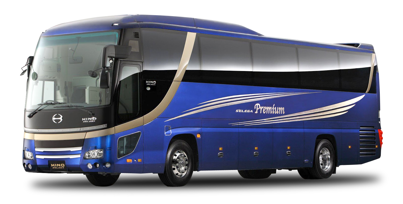 Luxury Coach Bus Blue Side View PNG