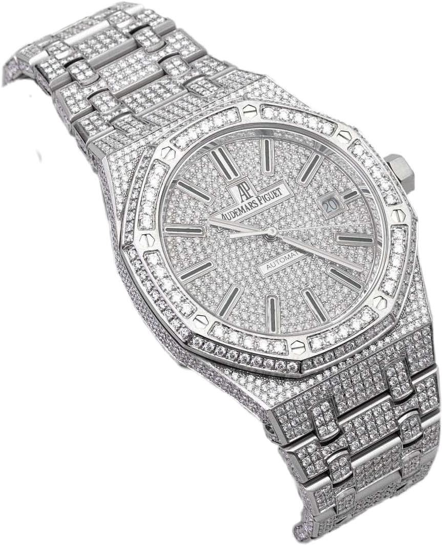 Luxury Diamond Encrusted Wristwatch PNG
