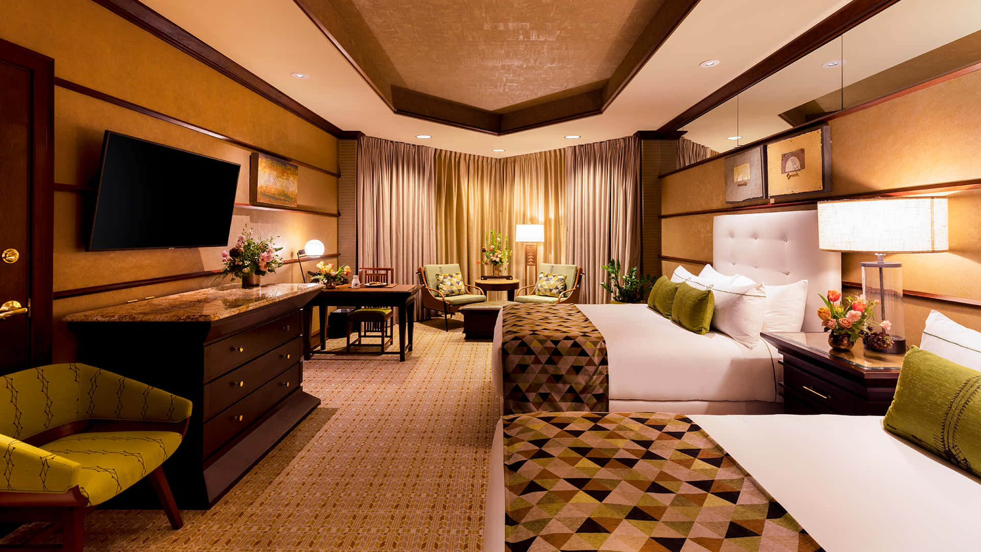 Luksuriøst dobbelt seng hotelværelse Nemacolin Woodlands Resort Wallpaper