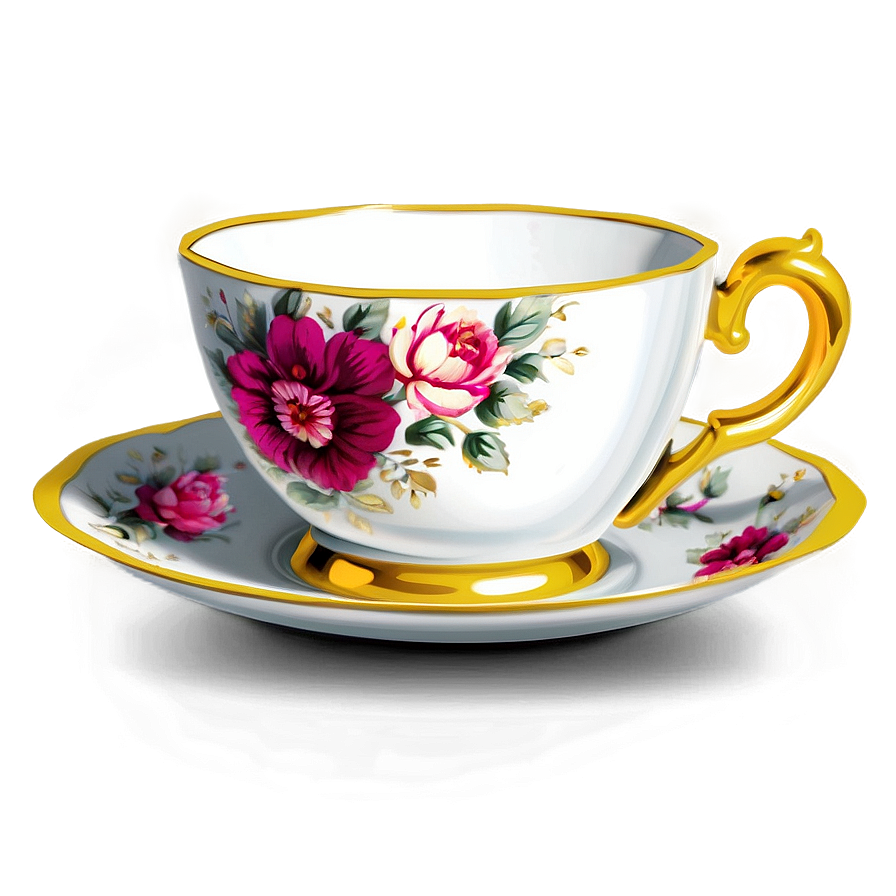 Luxury Gold Rimmed Tea Cup Png Tub29 PNG