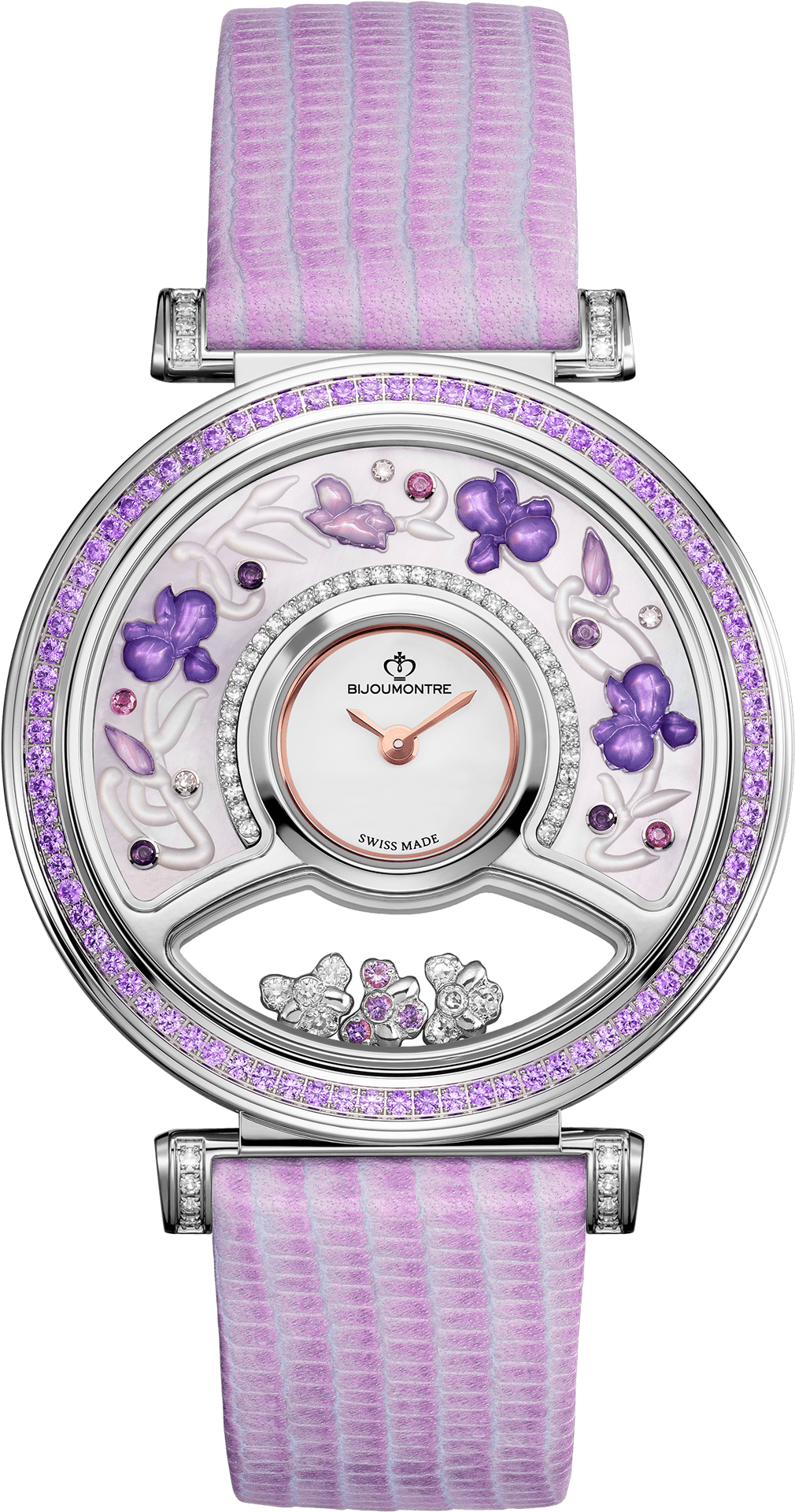 Luxury Purple Floral Wristwatch Bijoumontre PNG