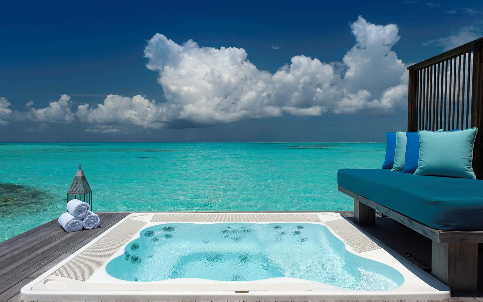 Luxury Seaside Hot Tub Experience Wallpaper
