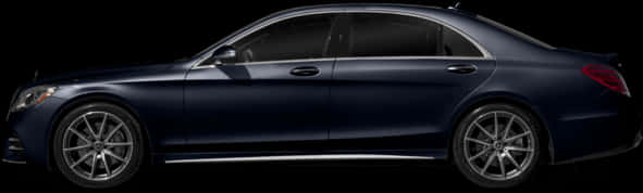 Luxury Sedan Blue Side View PNG