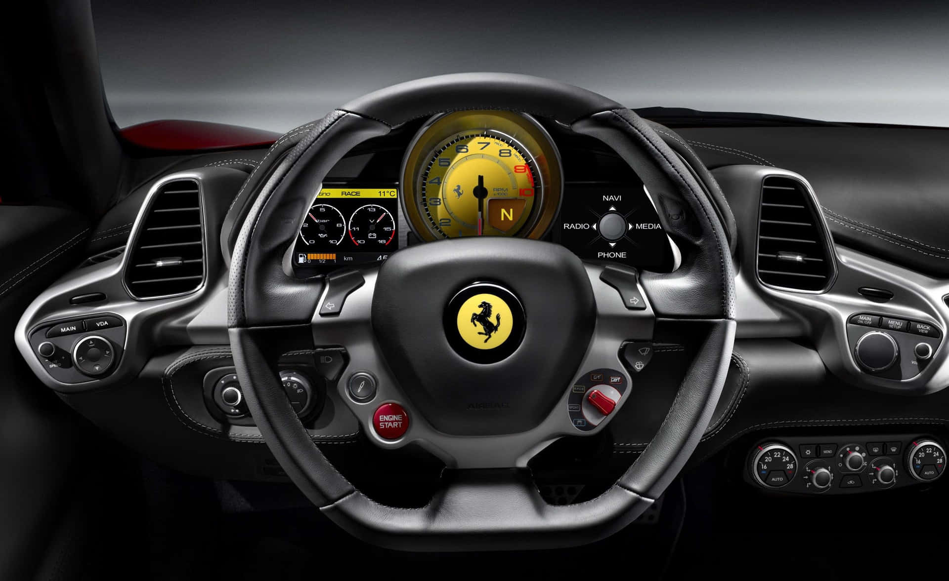 Luxury Sports Car Steering Wheel Wallpaper