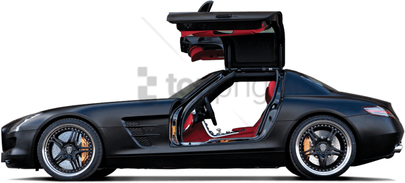 Luxury Sports Car With Open Gullwing Door PNG